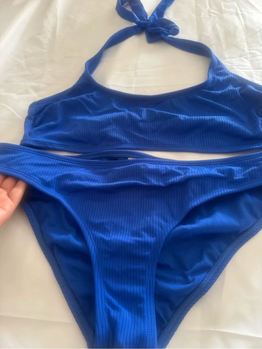 Xhilaration Royal Blue Ribbed Halter Bikini Set